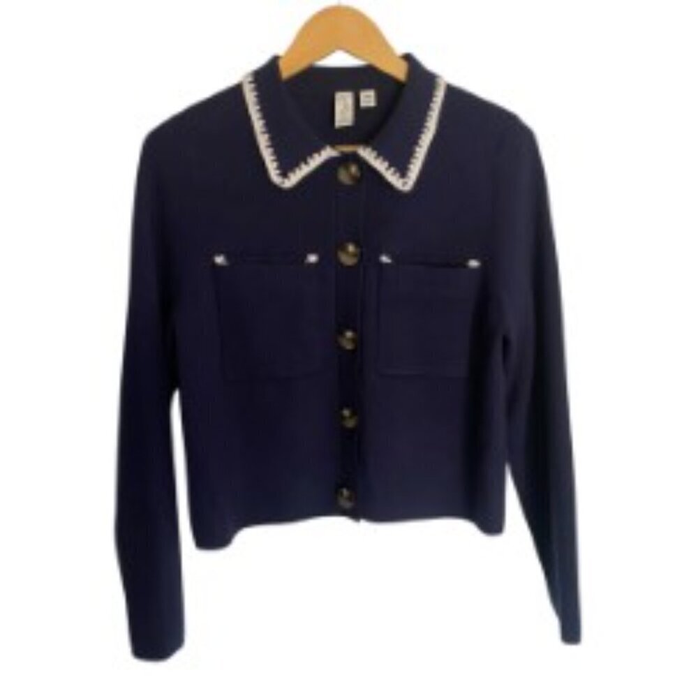 Joie Navy Cropped Cardigan Sweater Medium
